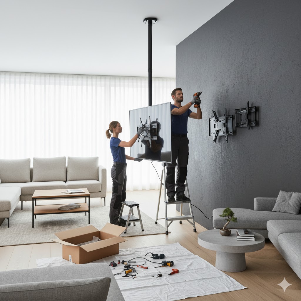 תליית טלויזיה מהתקרה
