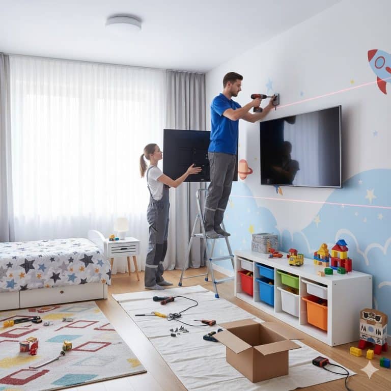 תליית טלוויזיה בחדר שינה